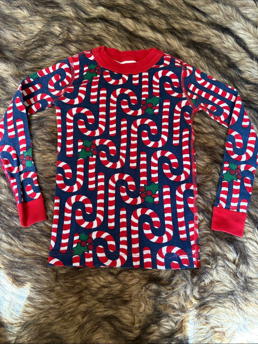 Hanna Andersson Holiday Candy Cane Long Sleeve Top 100% organic cotton size 5
